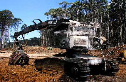 Fig 7 The destruction of a machine fire, possibly after the operator has gone home